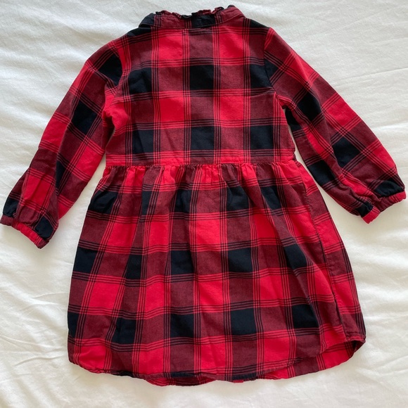Red/black plaid button down dress with ruffle collar - Picture 5 of 5